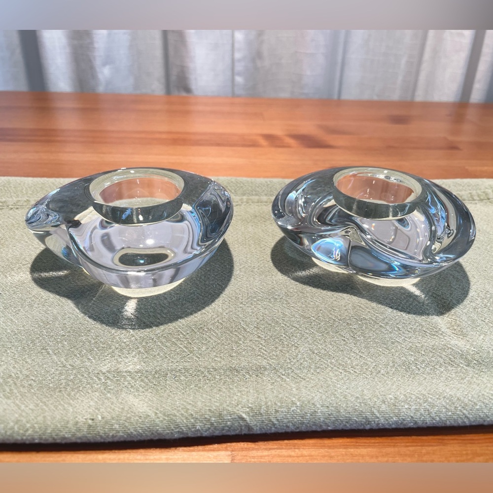 Amour Heart Shaped Crystal Votive Tealight Candle Holders Set of 2 Glass Love - Picture 6 of 16